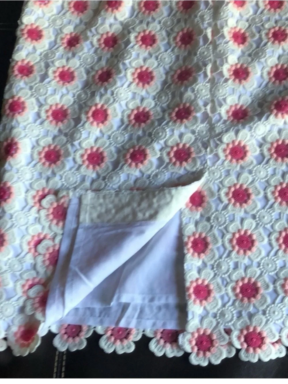 J Crew Floral Crochet Pencil Skirt White Pink 14